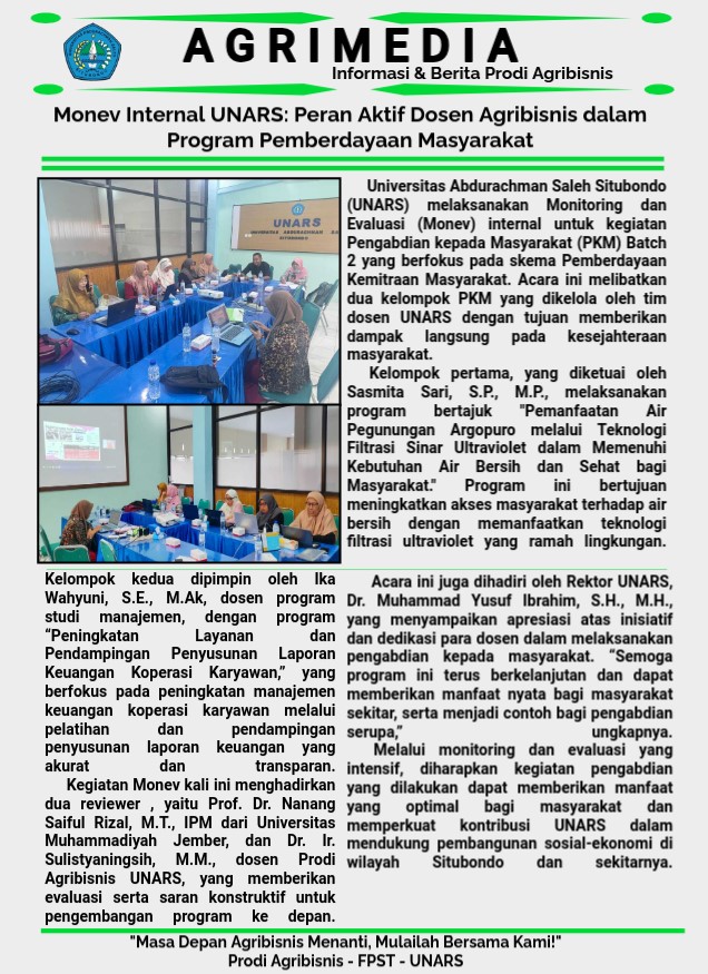 Monev Internal UNARS: Peran Aktif Dosen Agribisnis dalam Program Pemberdayaan Masyarakat