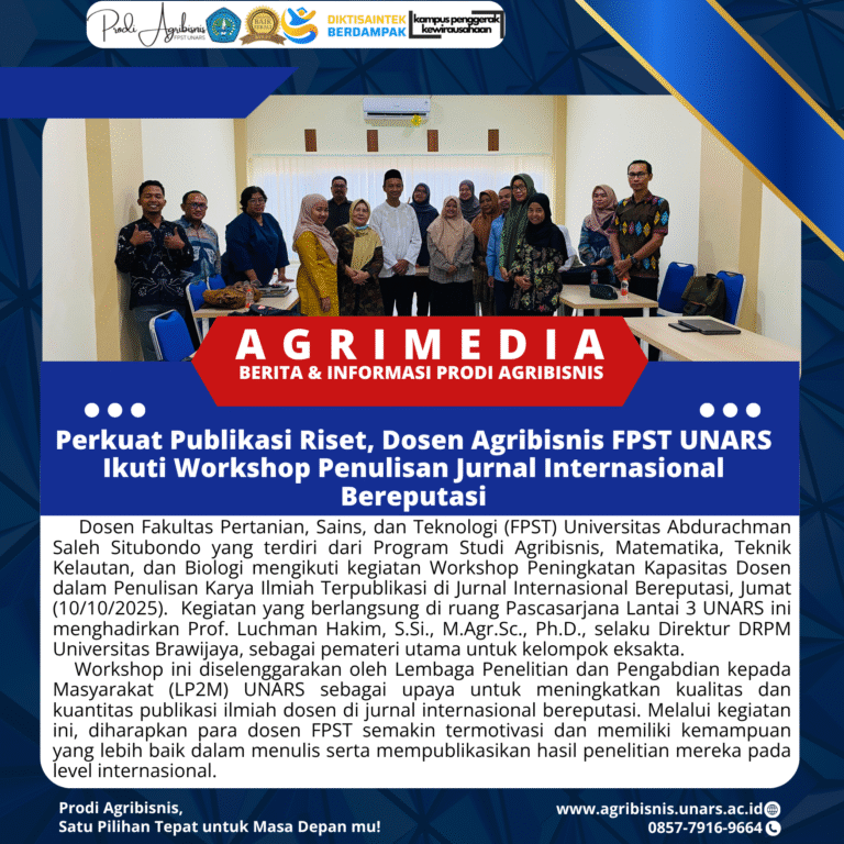 Perkuat Publikasi Riset, Dosen Agribisnis FPST UNARS Ikuti Workshop Penulisan Jurnal Internasional Bereputasi