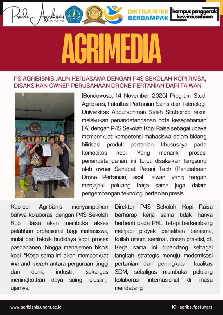 PS Agribisnis Jalin Kerjasama dengan P4S Sekolah Kopi RAISA, Disaksikan Owner Perusahaan Drone PERTANIAN dari Taiwan