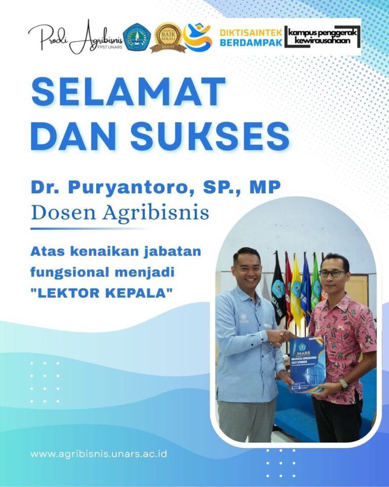 Selamat & Sukses Dr. Puryantoro Atas Capaian Jabatan Fungsional “LEKTOR KEPALA”
