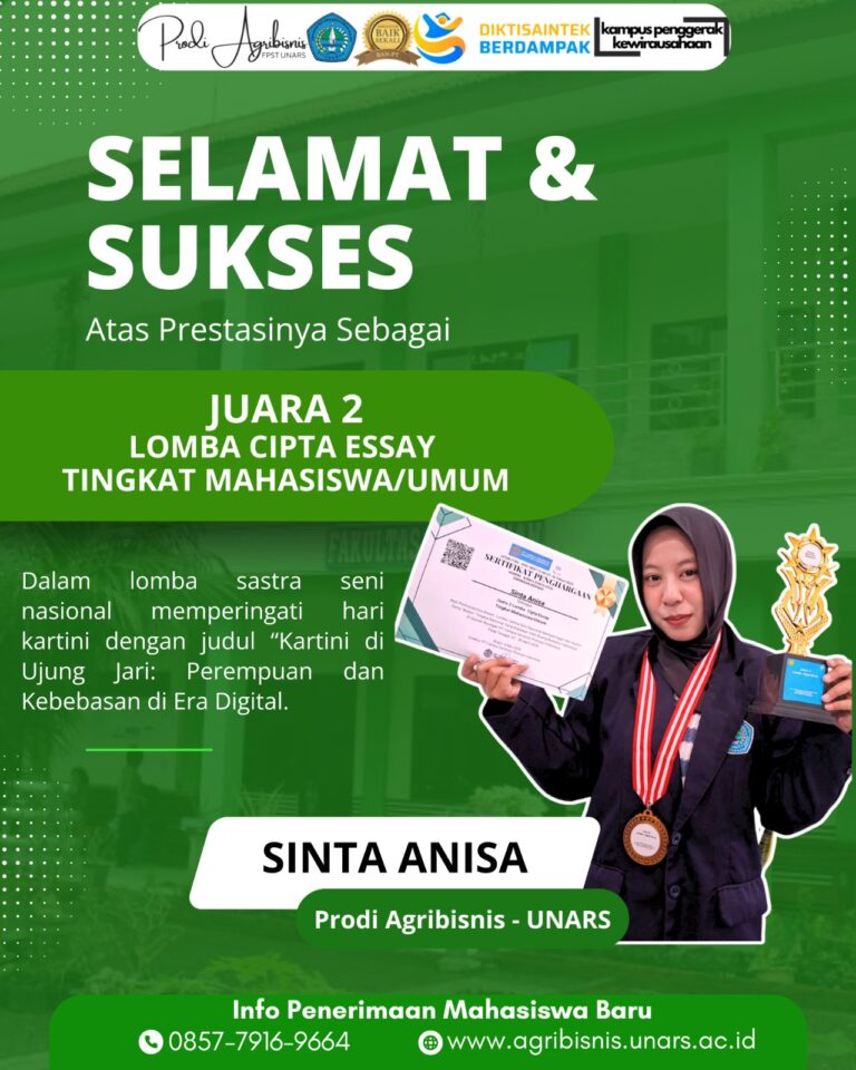 Selamat Kepada Sinta Anisa Sebagai Juara 2 Lomba Cipta Essay (Lomba Sastra Seni Nasional)