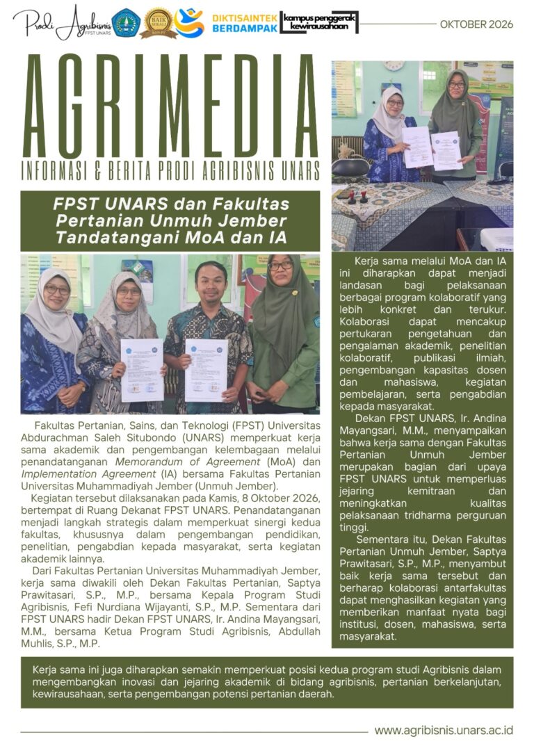 FPST UNARS dan Fakultas Pertanian Universitas Muhammadiyah Jember Tandatangani MoA dan IA